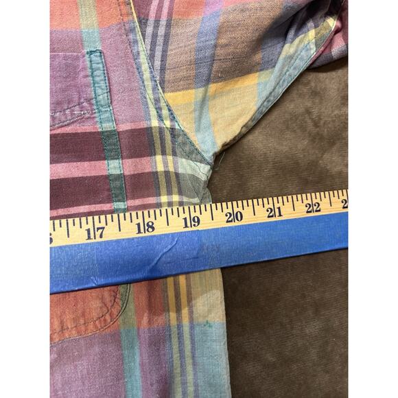 Eddie Bauer Mens Shirt Sz Small Madras Patchwork Cabincore Preppy Casual Vintage - Picture 3 of 6